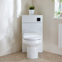 Eck-Spülkastenverkleidung (Weiß) mit Covelly-WC inkl. einem Spülknopf in Schwarz - Cluo