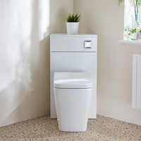 Eck-Spülkastenverkleidung (Weiß) mit Milton-WC inkl. einem Spülknopf in Chrom - Cluo