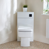 Eck-Spülkastenverkleidung (Weiß) mit Sandford-WC inkl. einem Spülknopf in Schwarz - Cluo