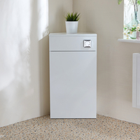 Eck-Spülkastenverkleidung (Weiß) ohne WC inkl. einem Spülknopf in Chrom - Cluo