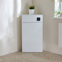 Eck-Spülkastenverkleidung (Weiß) ohne WC inkl. einem Spülknopf in Schwarz - Cluo