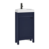 Eck-Waschtisch mit Unterschrank und Waschbecken,  450mm Dunkelblau inkl. Griffleiste für Möbel in Schwarz – Warwick