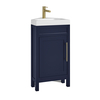 Eck-Waschtisch mit Unterschrank und Waschbecken,  450mm Dunkelblau inkl. modernem Möbelgriff in satiniertem Gold – Warwick