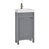Eck-Waschtisch mit Unterschrank und Waschbecken,  450mm Hellgrau inkl. Griffleiste für Möbel in gebürstetem Messing – Warwick