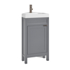 Eck-Waschtisch mit Unterschrank und Waschbecken,  450mm Hellgrau inkl. Griffleiste für Möbel in gebürsteter Bronze – Warwick