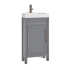 Eck-Waschtisch mit Unterschrank und Waschbecken,  450mm Hellgrau inkl. modernem Möbelgriff in gebürsteter Bronze – Warwick
