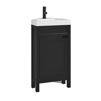 Eck-Waschtisch mit Unterschrank und Waschbecken,  450mm Schwarzgrau inkl. Griffleiste für Möbel in Schwarz – Warwick