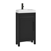 Eck-Waschtisch mit Unterschrank und Waschbecken,  450mm Schwarzgrau inkl. modernem Möbelgriff in Schwarz – Warwick