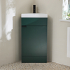 Eck-Waschtischunterschrank mit Waschbecken 450mm - Dunkelgrün inkl. Griffleiste für Möbel in Schwarz - Cluo