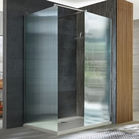 Eckeinbau Walk-In Dusche mit geriffeltem Glas,  Profil in Chrom,  mit Duschwanne - 110cm x 70cm - Florence Hudson Reed
