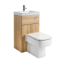 eckige Toilette mit Spülkasten und integriertem Waschbecken Eiche,  von Hudson Reed