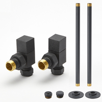 Eckiges Winkelventilset für Heizkörper,  mit Rohrstücke für 15mm Kupferrohre - Anthrazit - Hudson Reed