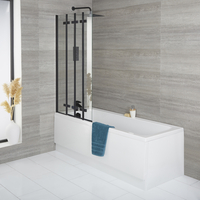 Einbau-Badewanne - 1700mm x 750mm mit faltbarem Badewannenaufsatz (Schwarz) und Front-Schürze - Exton