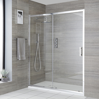 Einbau-Duschkabine mit Schiebetür,  Duschwanne im Schiefer-Effekt,  Größe wählbar - Portland