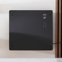 Elektrische Glaspaneel Smart-Heizung 465mm x 510mm 1000 Watt - zur Festverdrahtung Schwarz – Vitrum – ECOSO by Hudson Reed