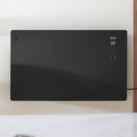 Elektrische Glaspaneel Smart-Heizung 465mm x 770mm 2000 Watt - zur Festverdrahtung Schwarz – Vitrum – ECOSO by Hudson Reed