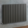 Elektrischer Design-Heizkörper - Horizontal - 635mm x 980mm - mit WLAN-Heizelement in Chrom & Stecker - Anthrazit - Delta von Hudson Reed