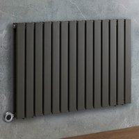 Elektrischer Design-Heizkörper - Horizontal - 635mm x 980mm - mit WLAN-Heizelement in Chrom & Stecker - Anthrazit - Delta von Hudson Reed