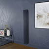 Elektrischer Design Heizkörper (doppellagig),  1600mm x 236mm,  vertikal - Blau (Regal Blue) - ohne Thermostat & mit Kabelabdeckung - Revive