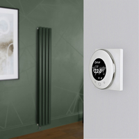 Elektrischer Design Heizkörper (doppellagig),  1600mm x 236mm,  vertikal - Grün (Evergreen) - inkl. rundem Thermostat - Revive