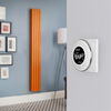 Elektrischer Design Heizkörper (doppellagig),  1600mm x 236mm,  vertikal - Orange (Sunset Orange) - inkl. rundem Thermostat & Kabelabdeckung - Revive