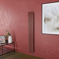 Elektrischer Design Heizkörper (doppellagig),  1600mm x 236mm,  vertikal - Rot (Booth Red) - ohne Thermostat & mit Kabelabdeckung - Revive