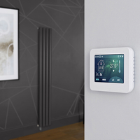 Elektrischer Design Heizkörper (einlagig),  1600mm x 236mm,  vertikal - Grau (Carbon Grey) - inkl. Touchscreen-Thermostat & Kabelabdeckung - Revive