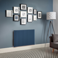 Elektrischer Design Heizkörper (einlagig),  635mm x 1000mm,  horizontal - Blau (Deep Sea Blue) - inkl. Heizelement mit Bluetooth-Thermostat - Revive