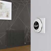 Elektrischer Design Heizkörper (einlagig),  635mm x 1000mm,  horizontal - Grau (Carbon Grey) - inkl. rundem Thermostat & Kabelabdeckung - Revive