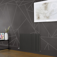 Elektrischer Design Heizkörper (einlagig),  635mm x 1000mm,  horizontal - Grau (Carbon Grey) - ohne Thermostat & mit Kabelabdeckung - Revive