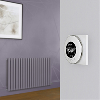 Elektrischer Design Heizkörper (einlagig),  635mm x 1180mm,  horizontal - Lila (Dahlia Purple) - inkl. rundem Thermostat & Kabelabdeckung - Revive