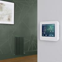 Elektrischer Design Heizkörper (einlagig),  635mm x 413mm,  horizontal - Grün (Evergreen) - inkl. Touchscreen-Thermostat & Kabelabdeckung - Revive