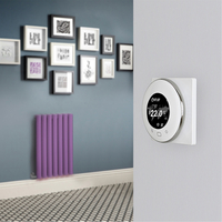 Elektrischer Design Heizkörper (einlagig),  635mm x 413mm,  horizontal - Lila (Lush Purple) - inkl. rundem Thermostat & Kabelabdeckung - Revive