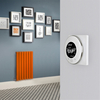 Elektrischer Design Heizkörper (einlagig),  635mm x 413mm,  horizontal - Orange (Sunset Orange) - inkl. rundem Thermostat & Kabelabdeckung - Revive
