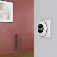 Elektrischer Design Heizkörper (einlagig),  635mm x 413mm,  horizontal - Rot (Booth Red) - inkl. rundem Thermostat & Kabelabdeckung - Revive