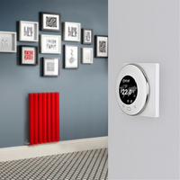 Elektrischer Design Heizkörper (einlagig),  635mm x 413mm,  horizontal - Rot (Siamese Red) - inkl. rundem Thermostat & Kabelabdeckung - Revive