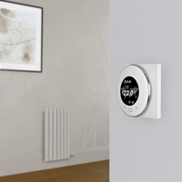 Elektrischer Design Heizkörper (einlagig),  635mm x 413mm,  horizontal - Weiß (Pearl White) - inkl. rundem Thermostat & Kabelabdeckung - Revive