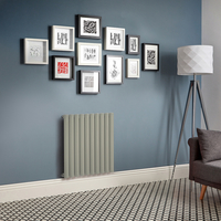 Elektrischer Design Heizkörper (einlagig),  635mm x 590mm,  horizontal - Grün (Sage Leaf Green) - ohne Thermostat - Revive