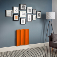 Elektrischer Design Heizkörper (einlagig),  635mm x 590mm,  horizontal - Orange (Sunset Orange) - ohne Thermostat - Revive