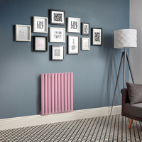 Elektrischer Design Heizkörper (einlagig),  635mm x 590mm,  horizontal - Rosa (Camellia Pink) - ohne Thermostat - Revive
