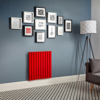 Elektrischer Design Heizkörper (einlagig),  635mm x 590mm,  horizontal - Rot (Siamese Red) - ohne Thermostat - Revive