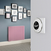 Elektrischer Design Heizkörper (einlagig),  635mm x 826mm,  horizontal - Rosa (Camellia Pink) - inkl. rundem Thermostat & Kabelabdeckung - Revive