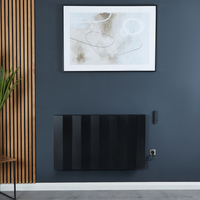Elektrischer Design Heizkörper Horizontal 60cm x 100cm,  in Schwarz - mit Stecker - Notus V Hudson Reed