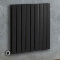 Elektrischer Design-Heizkörper Horizontal (Doppellagig) 635mm x 630mm mit WLAN-Heizelement in Chrom & Stecker,  Schwarz - Delta - ECOSO von Hudson Reed