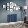 Elektrischer Design Heizkörper,  horizontal,  H 635mm,  Blau (Deep Sea Blue) - Breite,  Thermostat & Kabelabdeckung wählbar - Revive