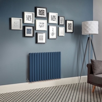 Elektrischer Design Heizkörper,  horizontal,  H 635mm,  Blau (Deep Sea Blue) - Breite,  Thermostat & Kabelabdeckung wählbar - Revive