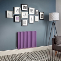 Elektrischer Design Heizkörper,  horizontal,  H 635mm,  Lila (Lush Purple) - Breite,  Thermostat & Kabelabdeckung wählbar - Revive
