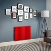 Elektrischer Design Heizkörper,  horizontal,  H 635mm,  Rot (Siamese Red) - Breite,  Thermostat & Kabelabdeckung wählbar - Revive