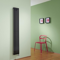 Elektrischer Design Heizkörper Vertikal Schwarz 1600x236mm inkl. 800W Heizelement,  einlagig Wandmontage - Revive Hudson Reed