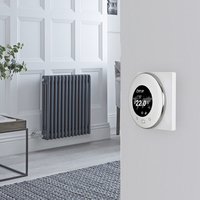 Elektrischer Gliederheizkörper (3 Säulen) Horizontal Anthrazit 600mm x 605mm inkl. 800W Heizelement & rundes WLAN-Thermostat – Regent